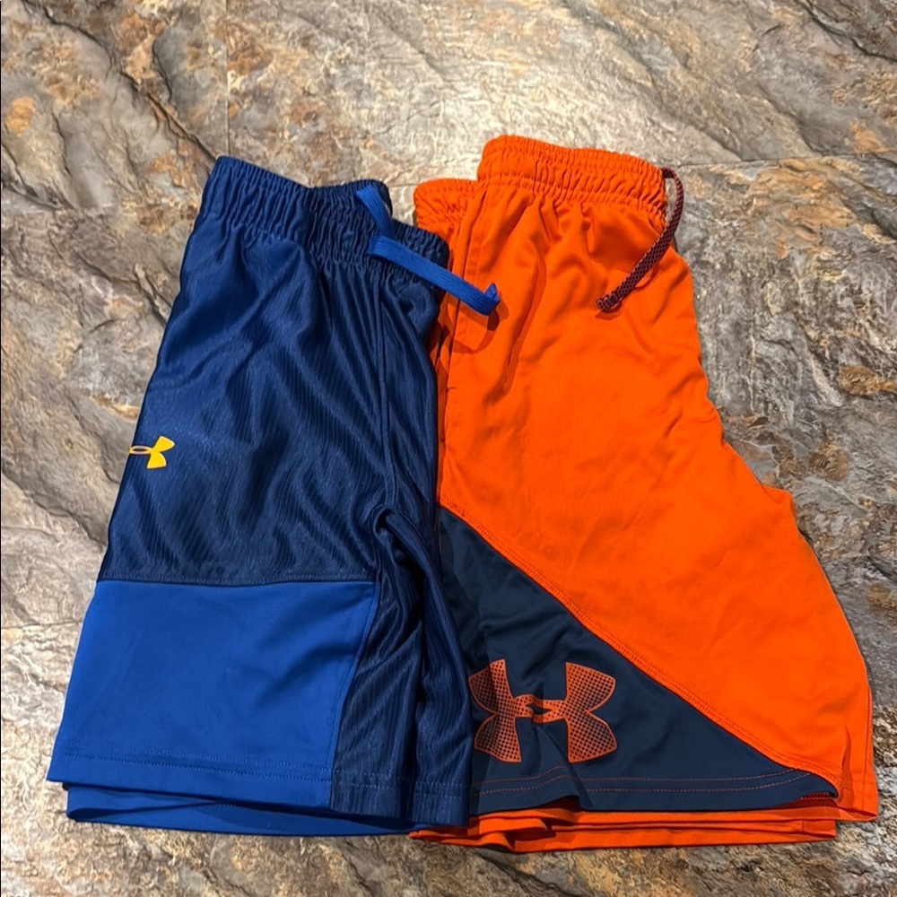 Under Armour Kids' Dual-Tone Blue and Orange Shorts